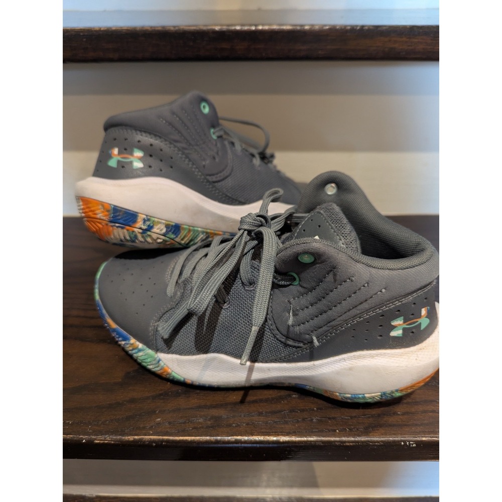 Under Armour GS Jet '21 Unisex Kids Basketball Shoes Gray/White US Size 3‎ Youth